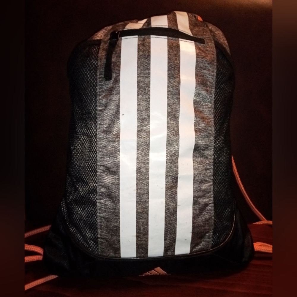 Adidas drawstring bag with white stripes
